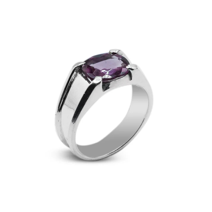 Unleash Elegance with the Amethyst Men's Ring – Clipped Fancy Cut by Jawagems